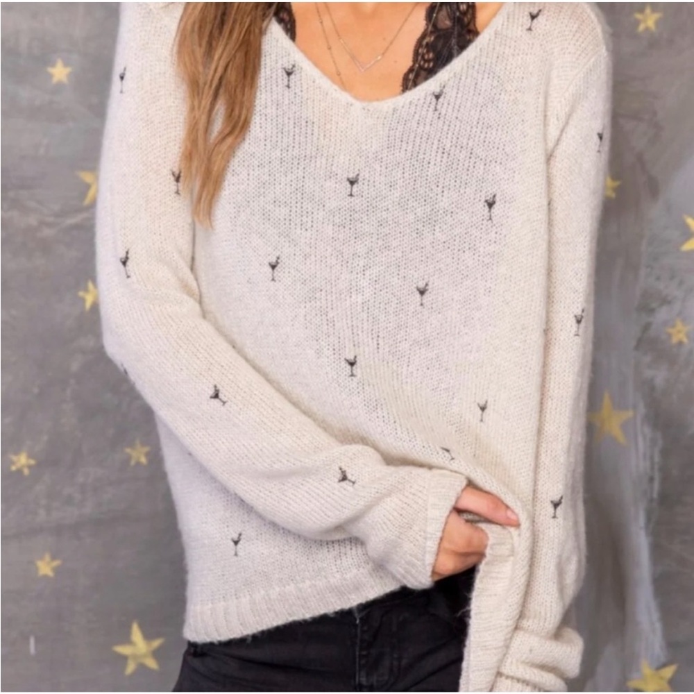 Wooden Ships by Paola Buendia Mini Martinis V-Neck Sweater